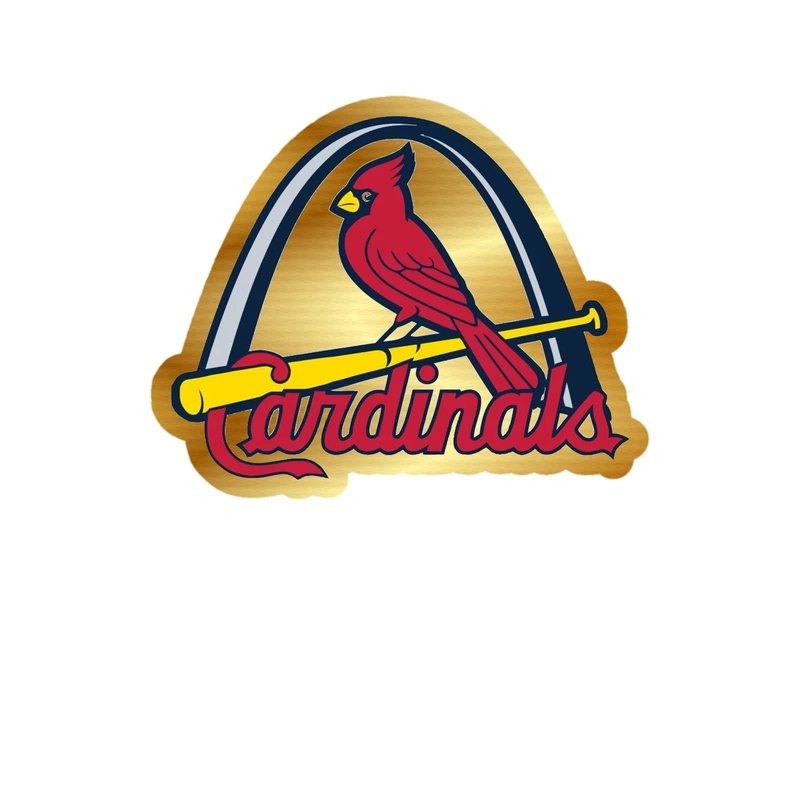 St. Louis Cardinals - Bird With Cardinals Arch -Gold Chrome Vinyl Sticker - Custom Size