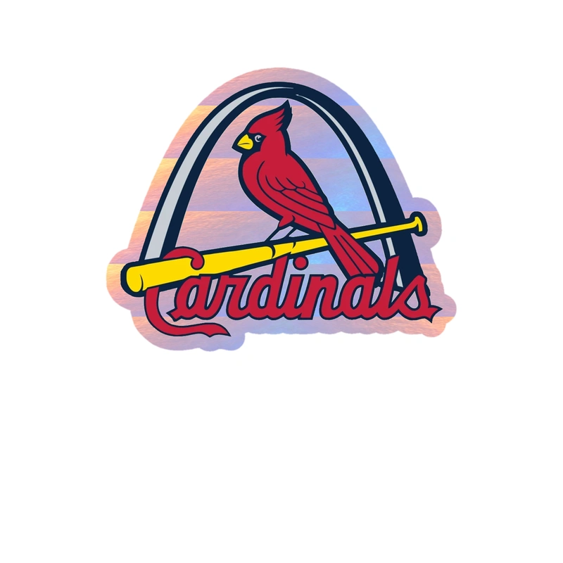 St. Louis Cardinals - Bird With Cardinals Arch -Holographic Vinyl Sticker - Custom Size