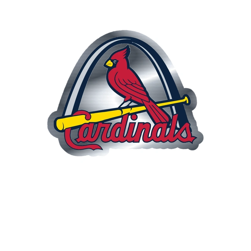 St. Louis Cardinals - Bird With Cardinals Arch -Silver Chrome Vinyl Sticker - Custom Size