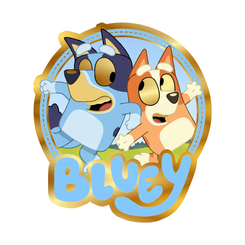 Bluey - Gold Chrome Vinyl Sticker - Custom Size