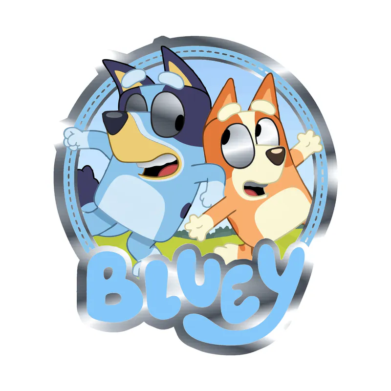 Bluey - Silver Chrome Vinyl Sticker - Custom Size