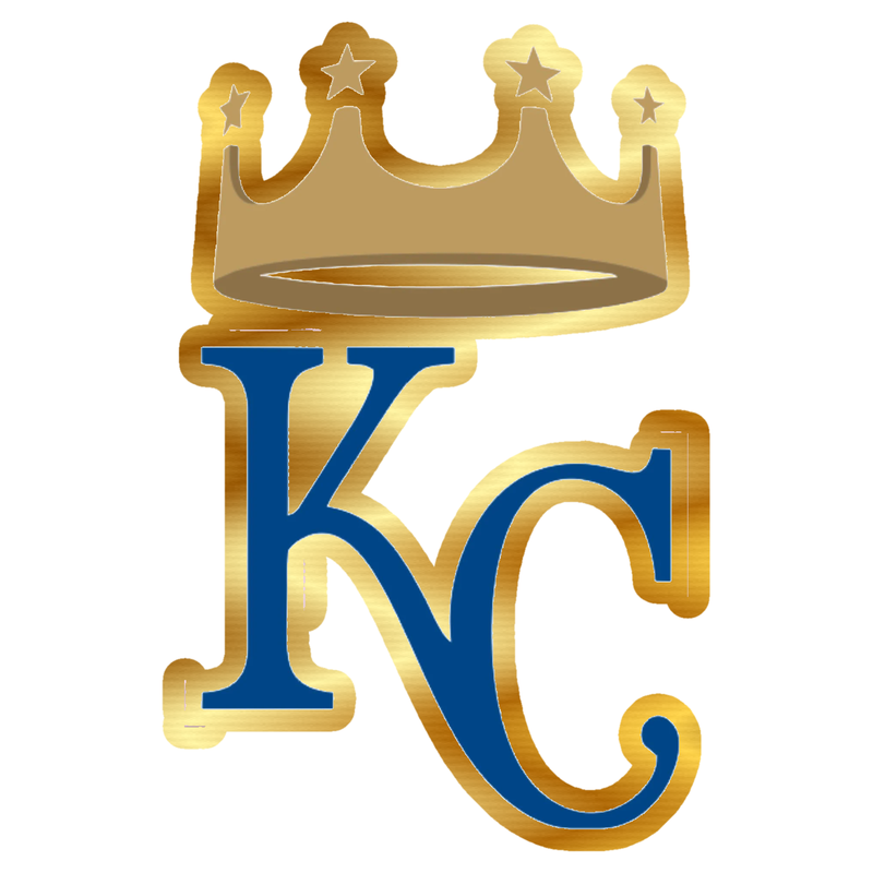 Kansas City Royals - KC With Crown - Gold Chrome Vinyl Sticker - Custom Size
