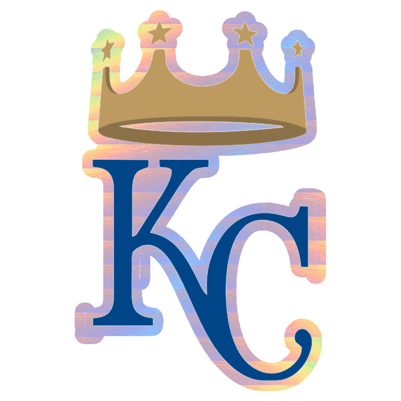 Kansas City Royals - KC With Crown - Holographic Vinyl Sticker - Custom Size