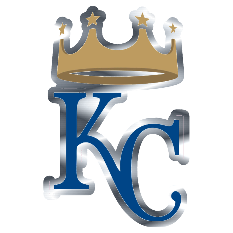 Kansas City Royals - KC With Crown - Silver Chrome Vinyl Sticker - Custom Size