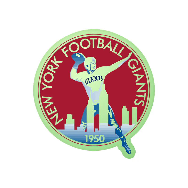 New York Giants - Red Circle 1950 - Glow in the Dark Vinyl Sticker - Custom Size