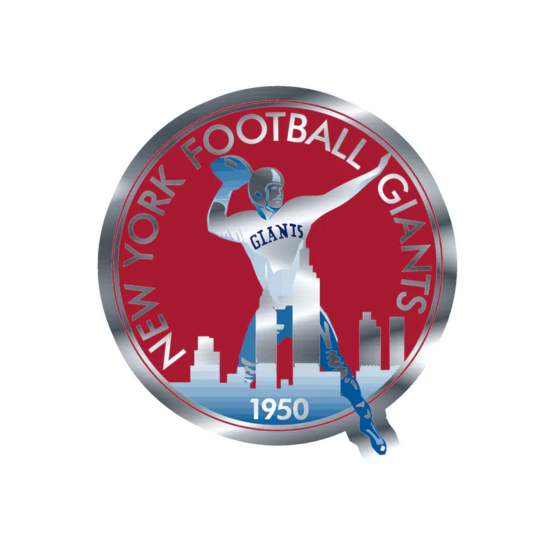 New York Giants - Red Circle 1950 - Silver Chrome Vinyl Sticker - Custom Size