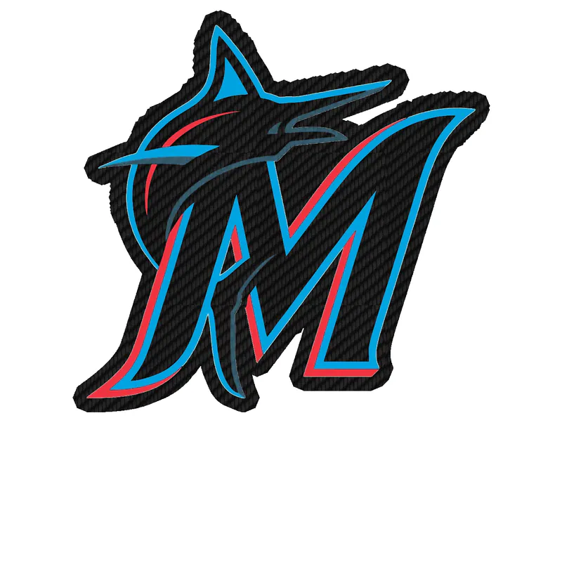 Miami Marlins - Black M - Carbon Fiber Vinyl Sticker - Custom Size