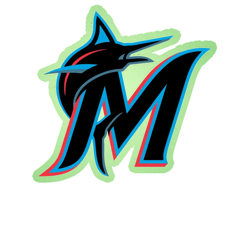 Miami Marlins - Black M - Glow in the Dark Vinyl Sticker - Custom Size
