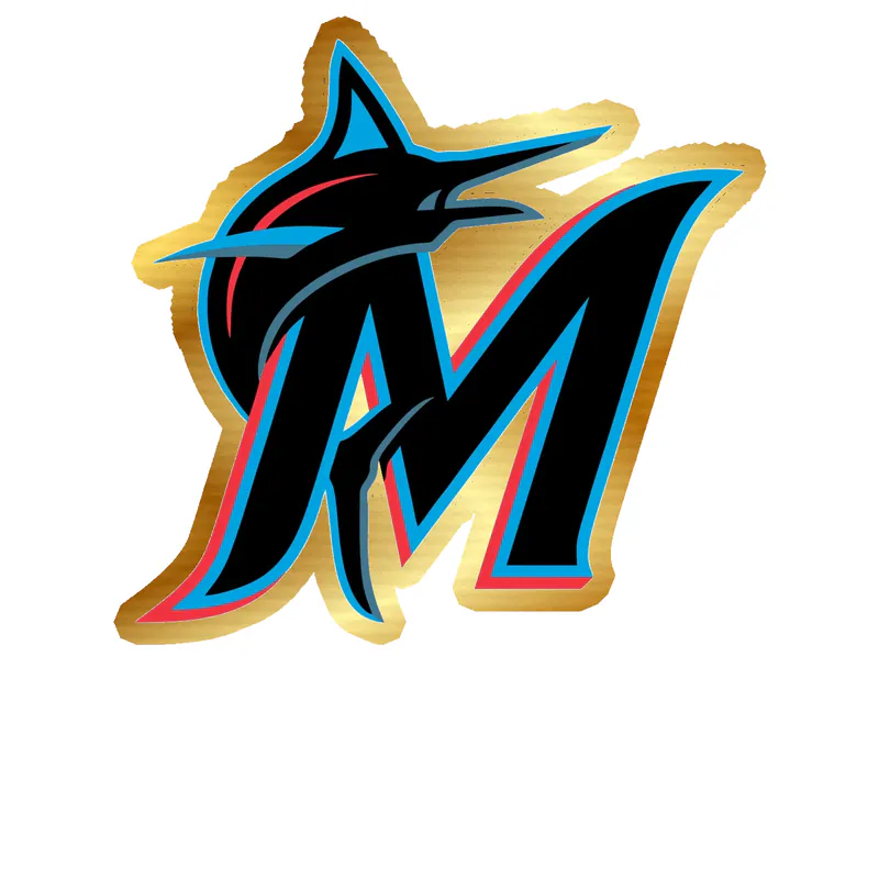 Miami Marlins - Black M - Gold Chrome Vinyl Sticker - Custom Size