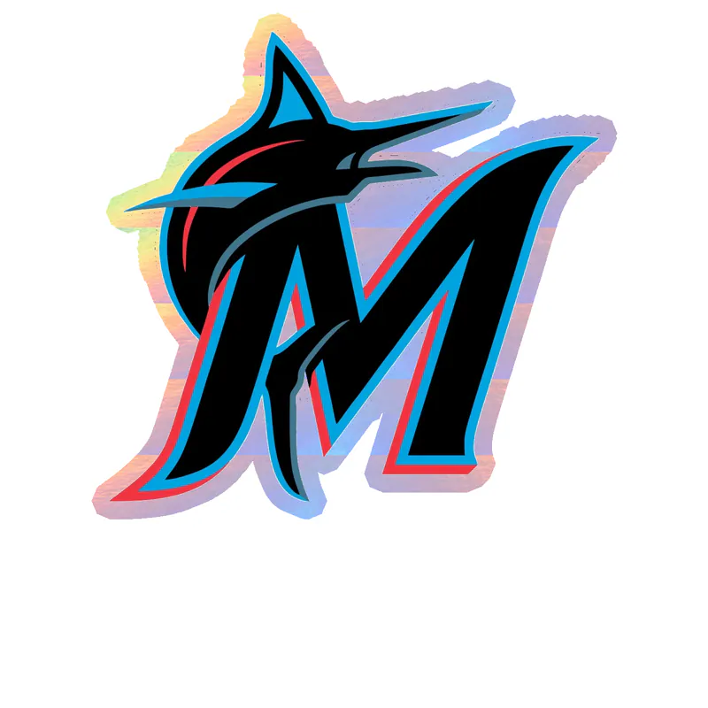 Miami Marlins - Black M - Holographic Vinyl Sticker - Custom Size