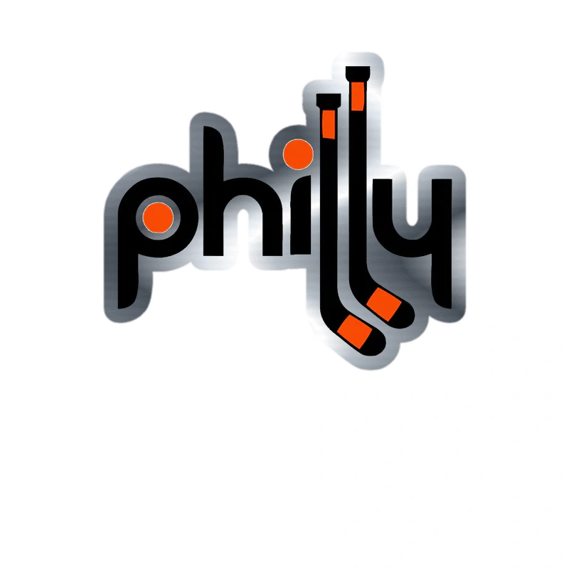 Philadelphia Flyers - Philly With Hockey Sticks - Silver Chrome Vinyl Sticker - Custom Size