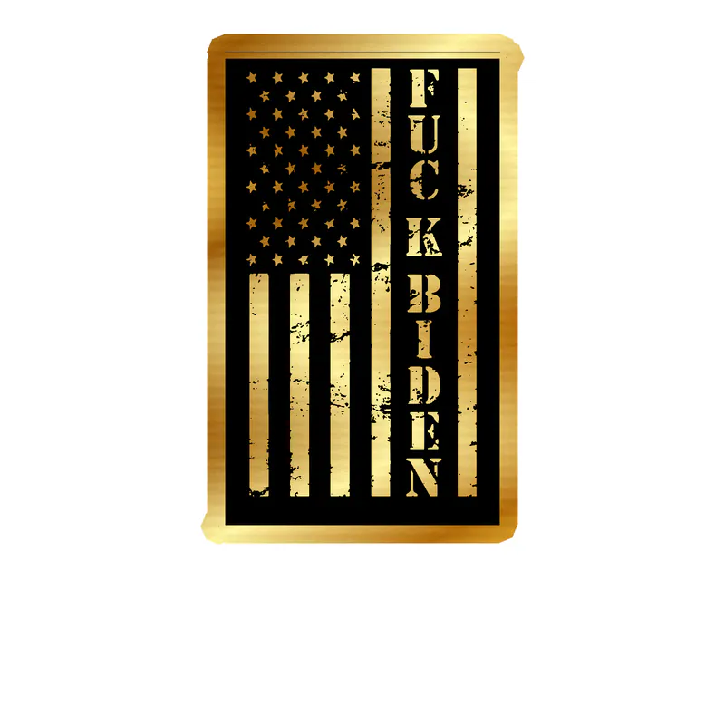 F*uck Biden Flag Gold Chrome Vinyl Decal