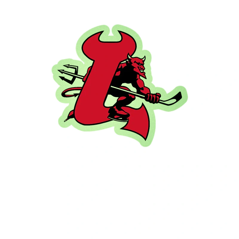 New Jersey Devils - Devil With Hockey Stick - Glow in the Dark Vinyl Sticker - Custom Size