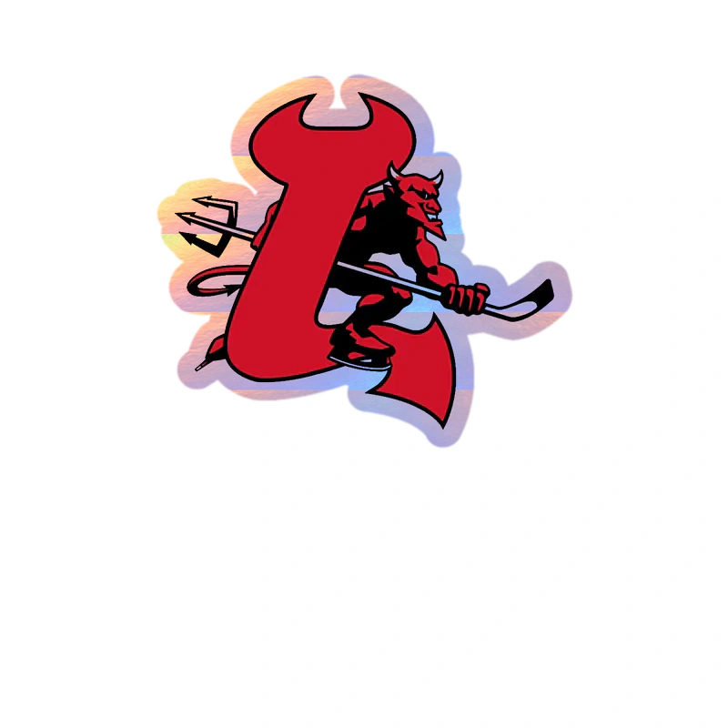 New Jersey Devils - Devil With Hockey Stick - Holographic Vinyl Sticker - Custom Size