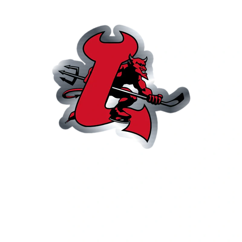 New Jersey Devils - Devil With Hockey Stick - Silver Chrome Vinyl Sticker - Custom Size