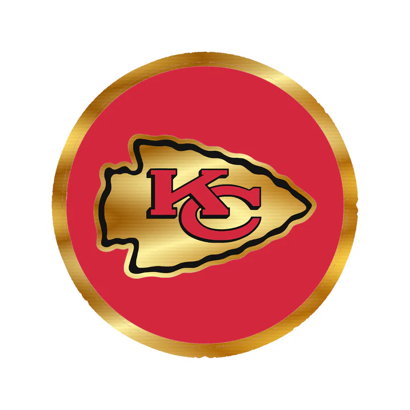 Kansas City Chiefs - Red Circle - Gold Chrome Vinyl Sticker – Custom Size