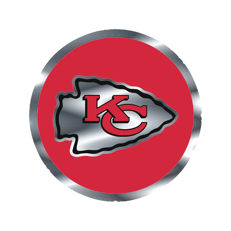 Kansas City Chiefs - Red Circle - Silver Chrome Vinyl Sticker – Custom Size