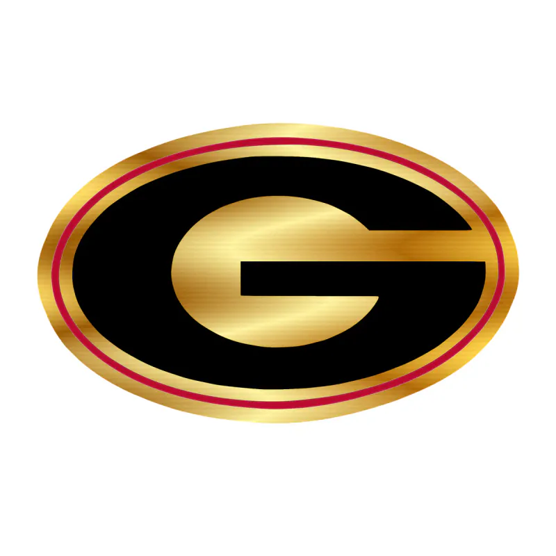 Georgia Bulldogs - Oval with Black G - Gold Chrome Vinyl Decal - Custom Size