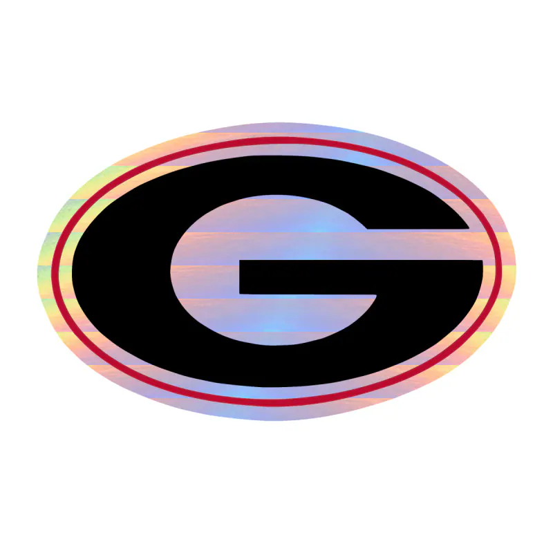 Georgia Bulldogs - Oval with Black G - Holographic Vinyl Decal - Custom Size