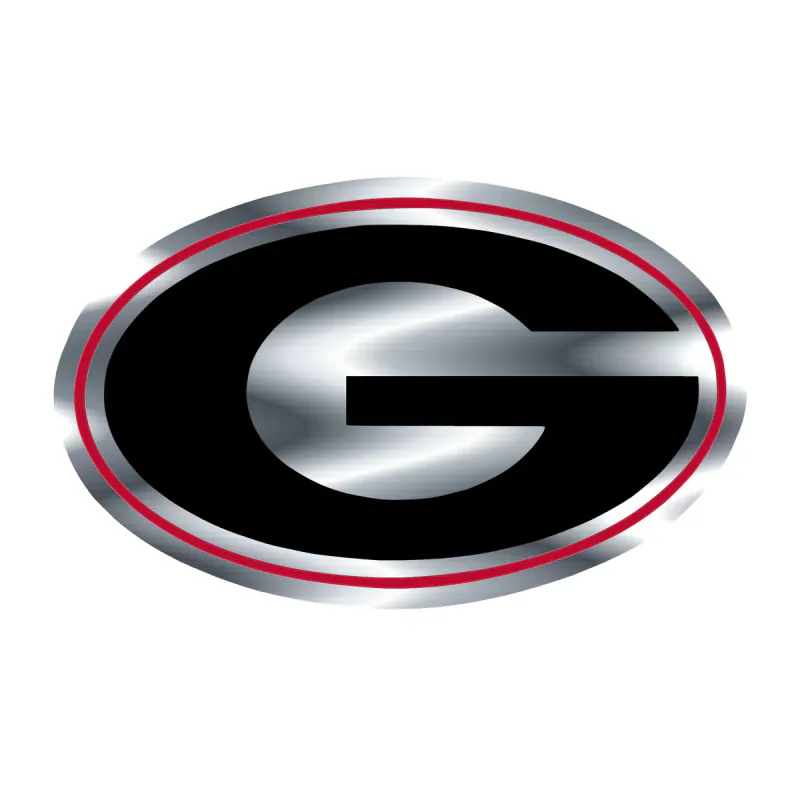 Georgia Bulldogs - Oval with Black G - Silver Chrome Vinyl Decal - Custom Size