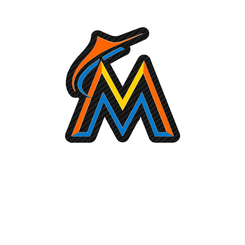 Miami Marlins - White M - Carbon Fiber Vinyl Sticker - Custom Size