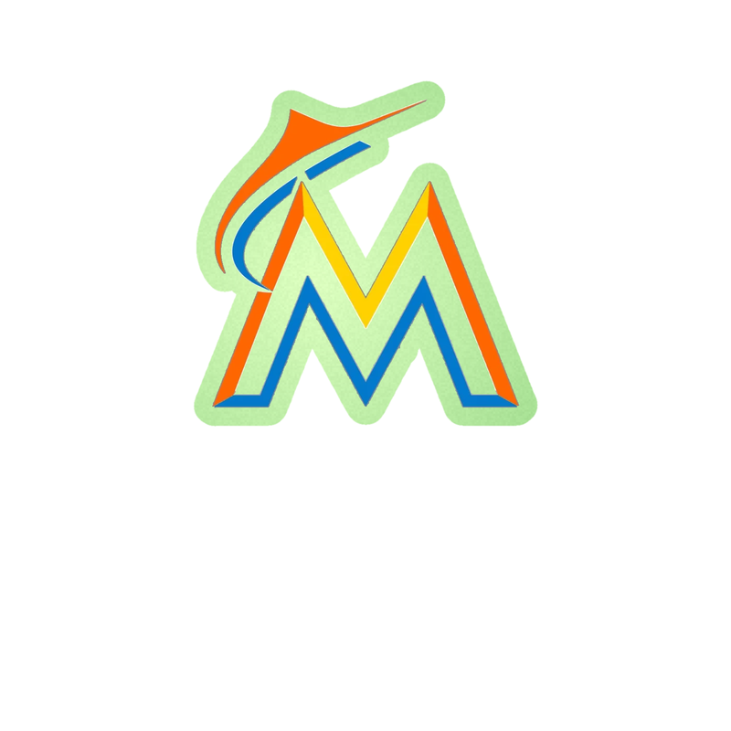 Miami Marlins - White M - Glow in the Dark Vinyl Sticker - Custom Size