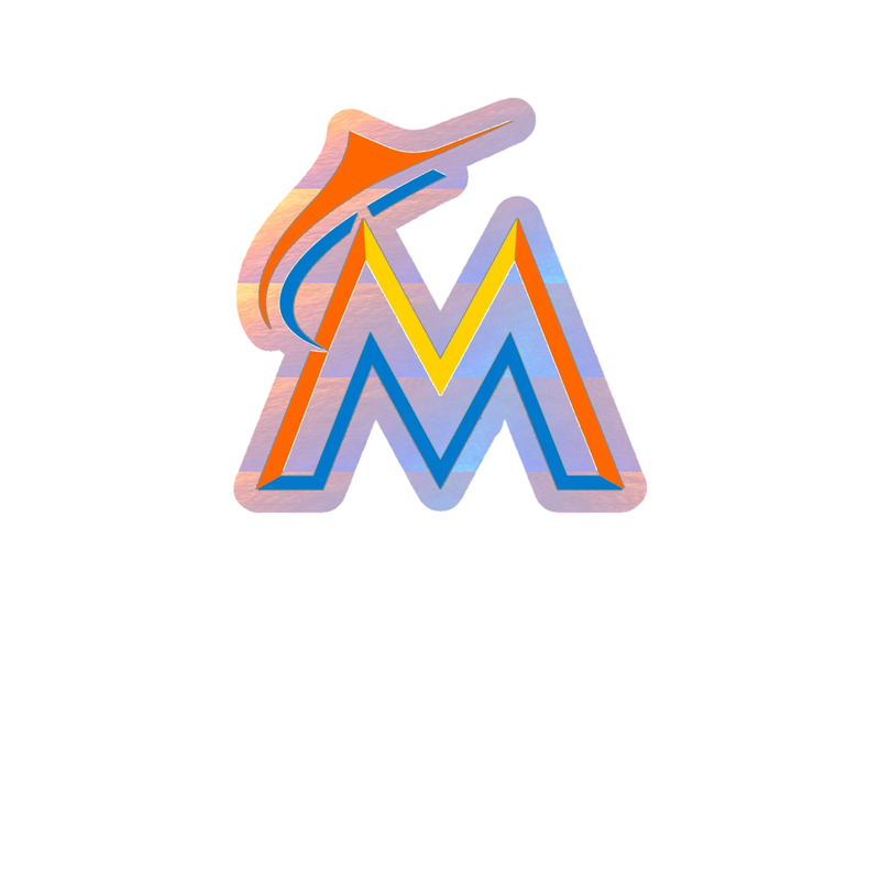 Miami Marlins - White M - Holographic Vinyl Sticker - Custom Size