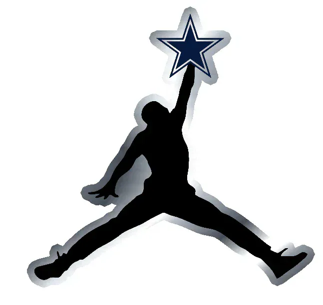 Dallas Cowboys-  Jumpman - Silver Chrome Vinyl Sticker - Custom Size