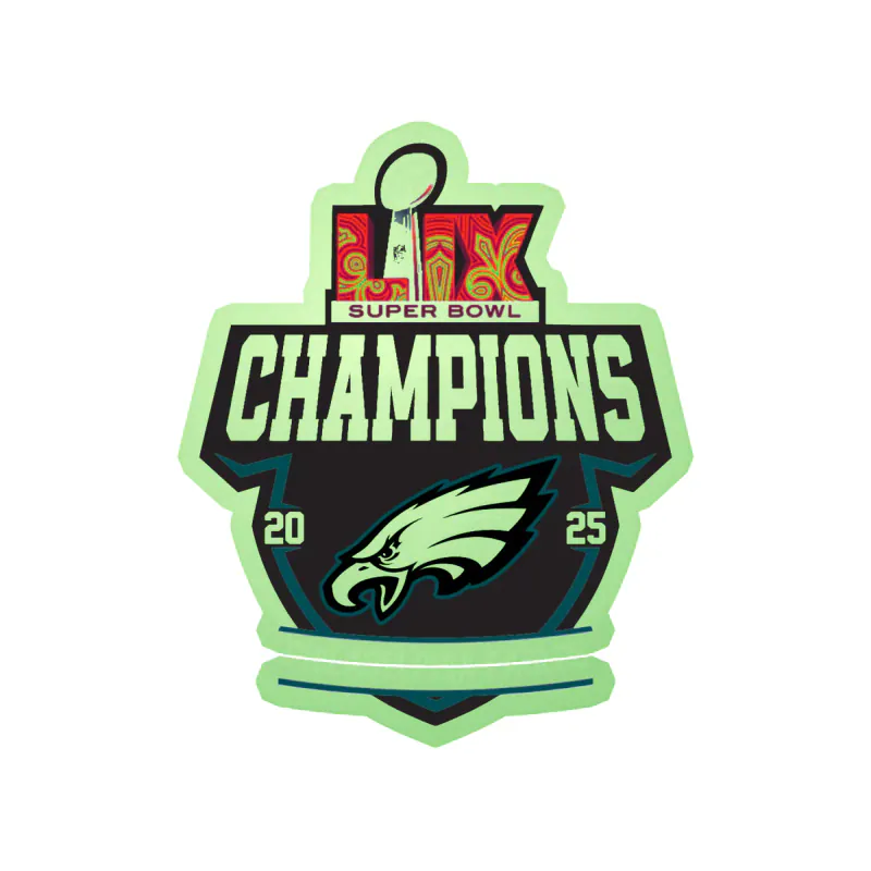 Philadelphia Eagles - 2025 Superbowl Champions 2 - Glow in the Dark Vinyl Sticker - Custom Size