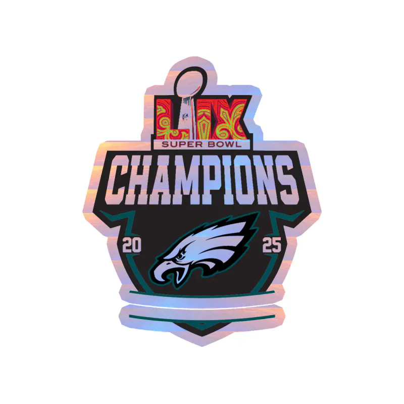 Philadelphia Eagles - 2025 Superbowl Champions 2 - Holographic Vinyl Sticker - Custom Size