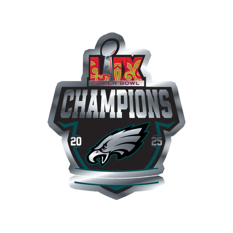 Philadelphia Eagles - 2025 Superbowl Champions 2 - Silver Chrome Vinyl Sticker - Custom Size