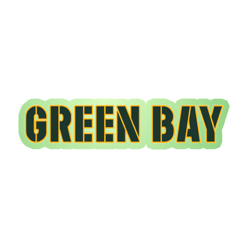 Green Bay Packers - Go Pack Go Lettering 2 - Glow in the Dark Vinyl Sticker - Custom Size