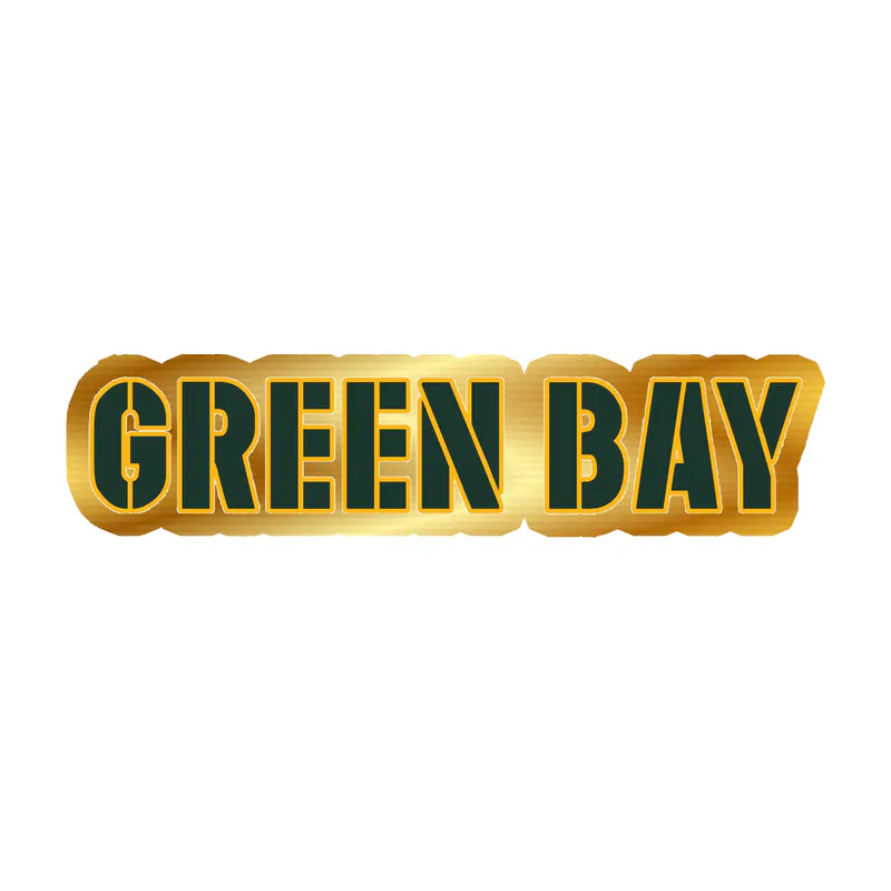 Green Bay Packers - Go Pack Go Lettering 2 - Gold Chrome Vinyl Sticker - Custom Size