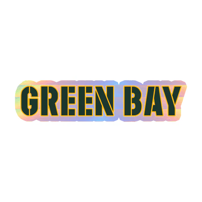 Green Bay Packers - Go Pack Go Lettering 2 - Holographic Vinyl Sticker - Custom Size