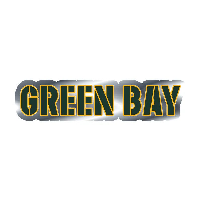 Green Bay Packers - Go Pack Go Lettering 2 - Silver Chrome Vinyl Sticker - Custom Size