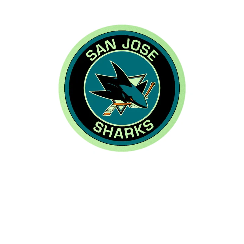 San Jose Sharks - Circle - Glow in the Dark Vinyl Sticker - Custom Size