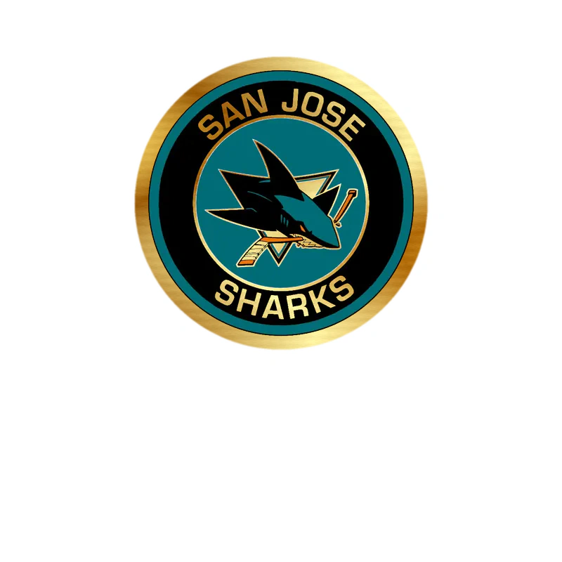 San Jose Sharks - Circle - Gold Chrome Vinyl Sticker - Custom Size