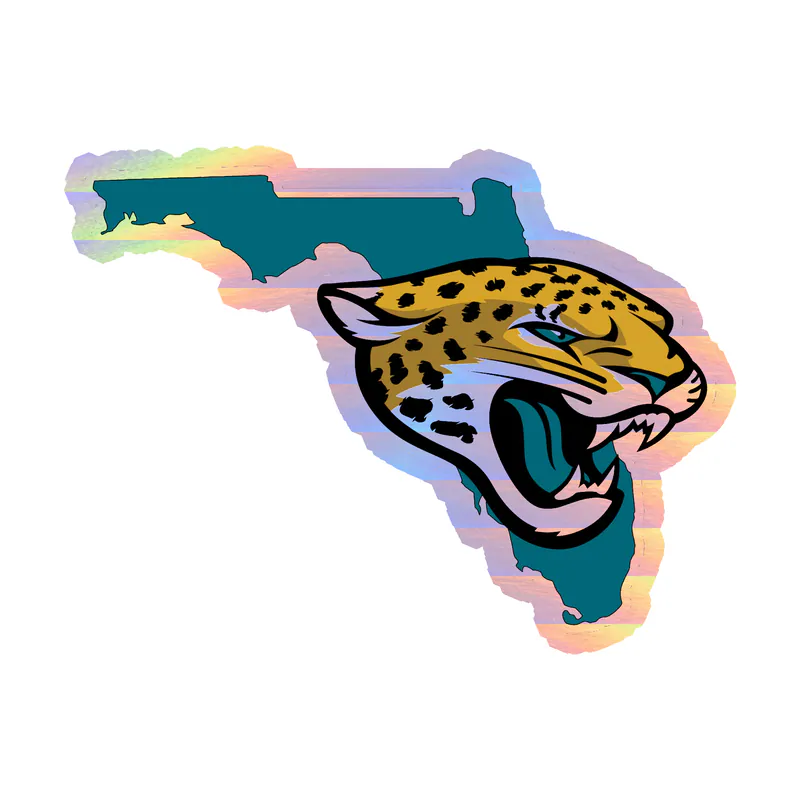 Jacksonville Jaguars - State - Holographic Vinyl Sticker - Custom Size