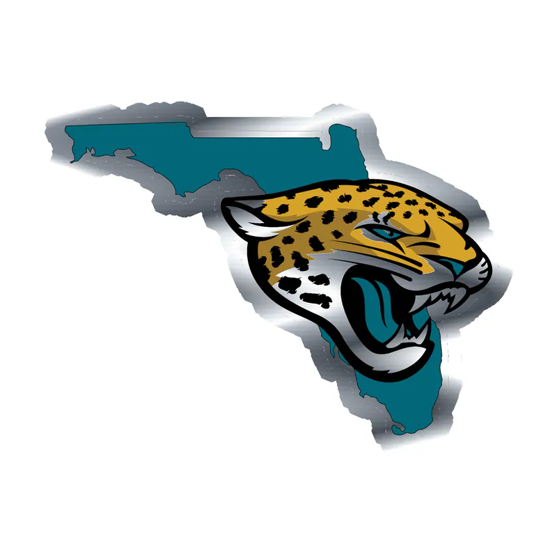 Jacksonville Jaguars - State - Silver Chrome Vinyl Sticker - Custom Size