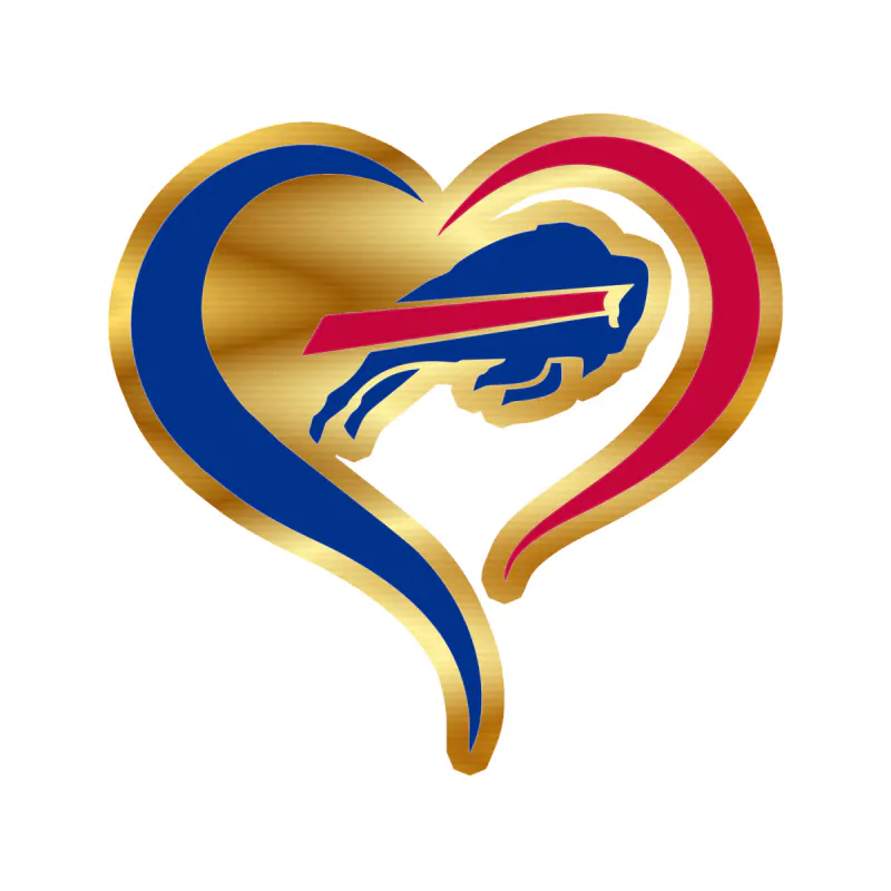 Buffalo Bills - Heart - Image 2 - Gold Chrome Vinyl Sticker - Custom Size
