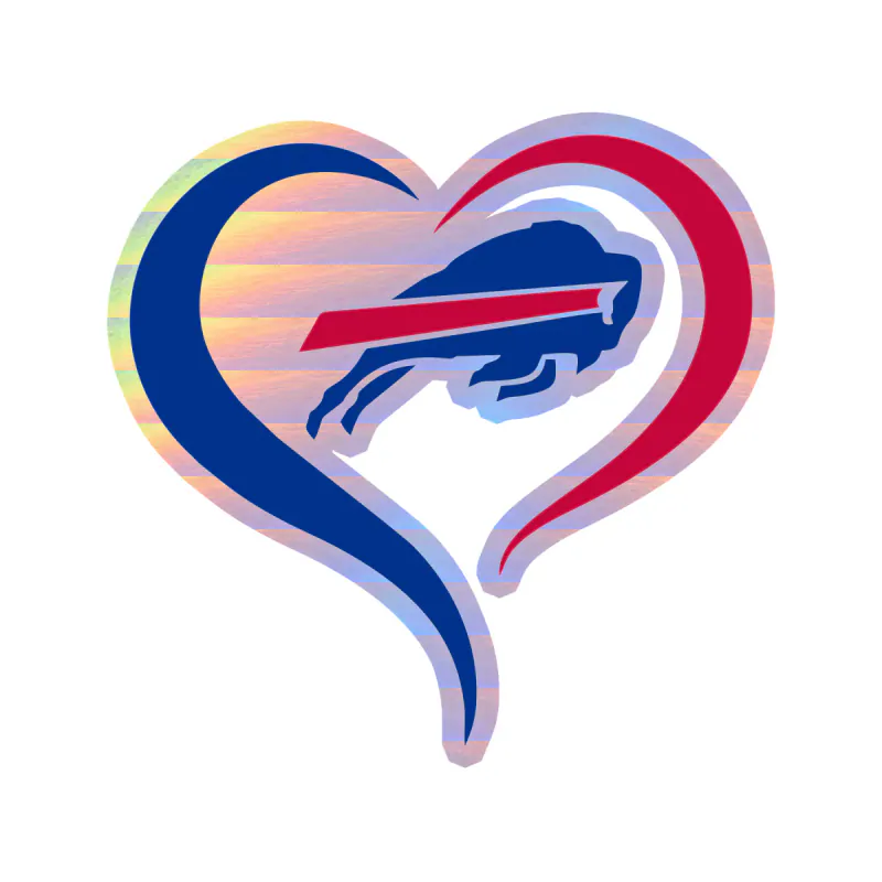 Buffalo Bills - Heart - Image 2 - Holographic Vinyl Sticker - Custom Size