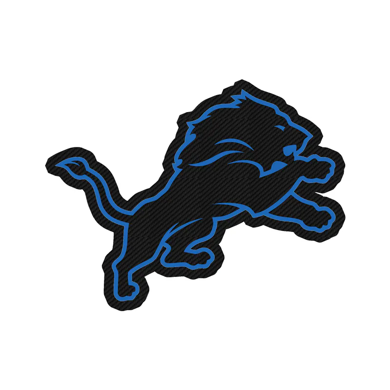 Detroit Lions -  Black Lion - Carbon Fiber Vinyl Sticker - Custom Size