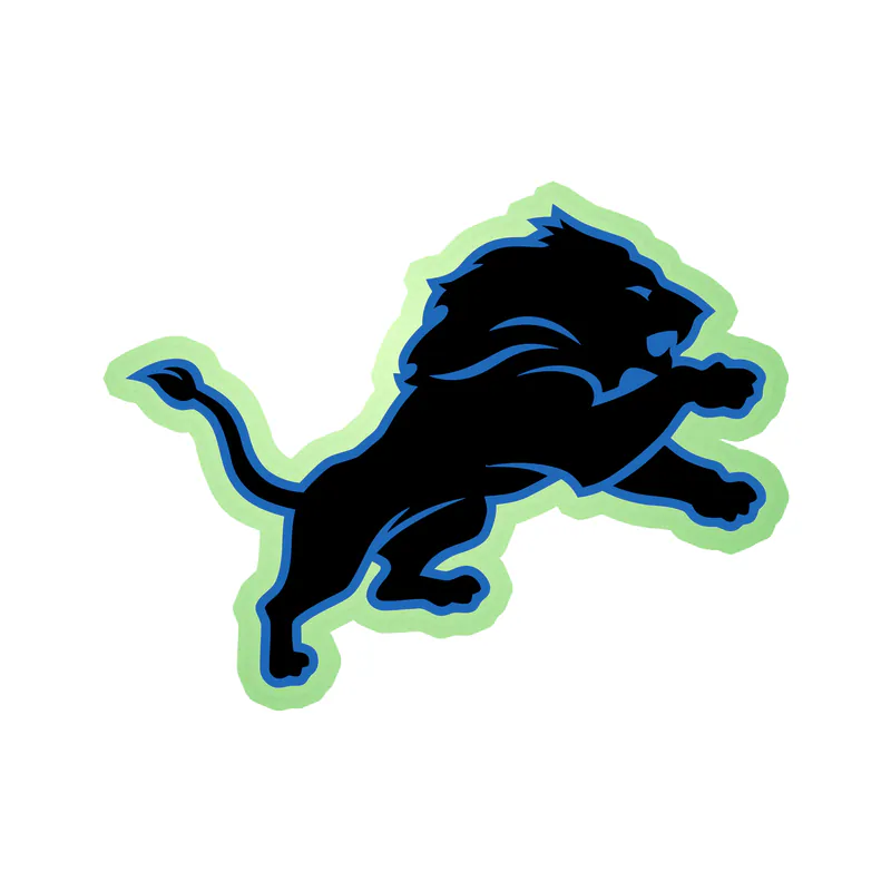 Detroit Lions -  Black Lion - Glow in the Dark Vinyl Sticker - Custom Size