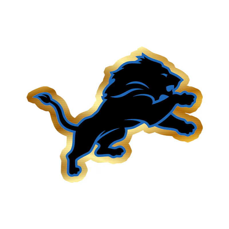 Detroit Lions -  Black Lion - Gold Chrome Vinyl Sticker - Custom Size