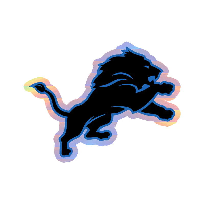 Detroit Lions -  Black Lion - Holographic Vinyl Sticker - Custom Size
