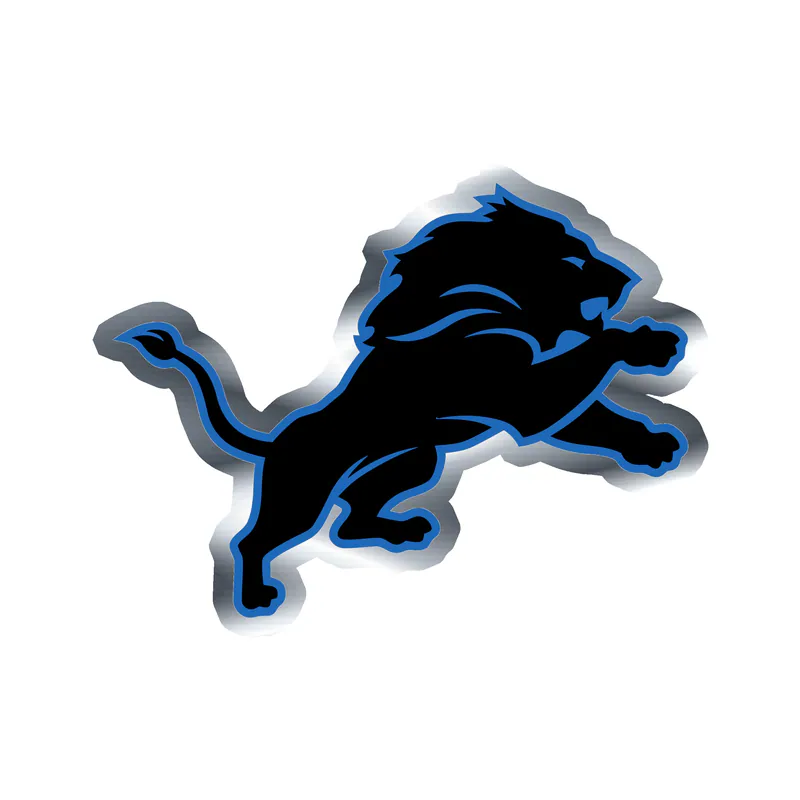 Detroit Lions -  Black Lion - Silver Chrome Vinyl Sticker - Custom Size