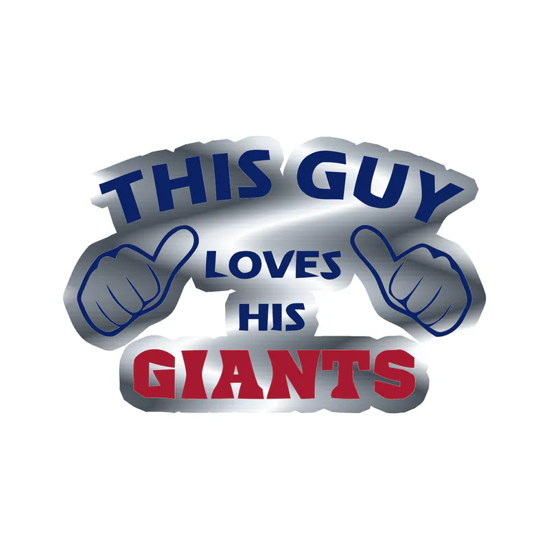 New York Giants -This Guy Loves His Giants - Silver Chrome Vinyl Sticker - Custom Size
