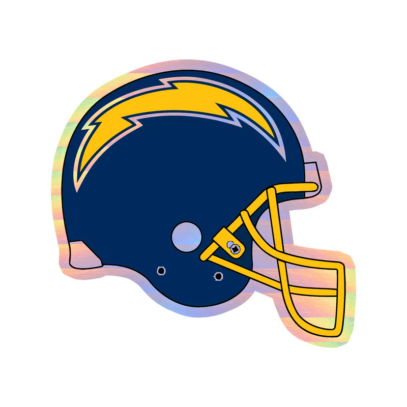 Los Angeles Chargers - Helmet - Holographic Vinyl Sticker - Custom Size