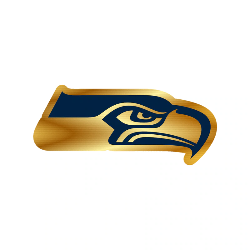 Seattle Seahawks Head Gold Chrome Vinyl Sticker - Custom Size