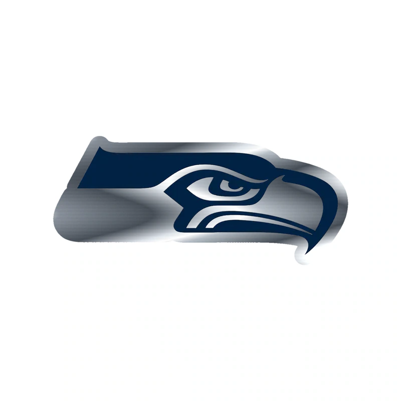 Seattle Seahawks Head Silver Chrome Vinyl Sticker - Custom Size